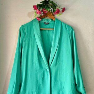 Topshop Green One Button Blazer